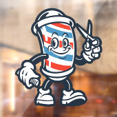 Barbershop Cartoon Barber Pole Character ウィンドウサイン (シート2)
