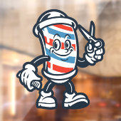 Barbershop Cartoon Barber Pole Character ウィンドウサイン (シート2)