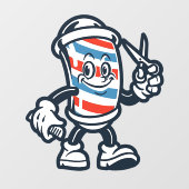 Barbershop Cartoon Barber Pole Character ウィンドウサイン (シート)