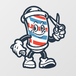 Barbershop Cartoon Barber Pole Character ウィンドウサイン