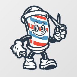 Barbershop Cartoon Barber Pole Character ウィンドウサイン
