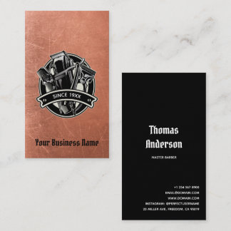 Barbershop Copper Razor Comb Clippersロゴ 名刺