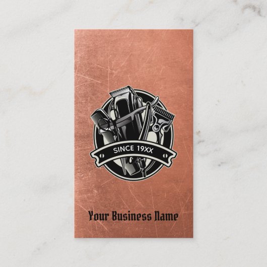 Barbershop Copper Razor Comb Clippersロゴ 名刺 (正面)