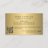 Barbershop gold navy pole scissors barber QR code 名刺 (裏面)