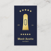 Barbershop Hair Clipper Navy And Gold Qr Code  名刺 (正面)
