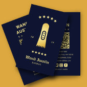 Barbershop Hair Clipper Navy And Gold Qr Code  名刺