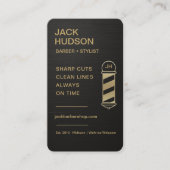 Barbershop Metallic Black Gold Barber Haircut 名刺 (正面)