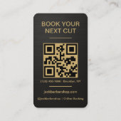 Barbershop Metallic Black Gold Barber Haircut 名刺 (裏面)