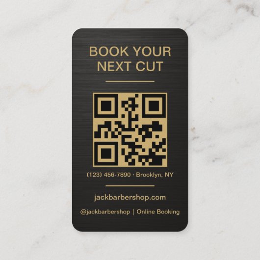 Barbershop Metallic Black Gold Barber Haircut  名刺 (裏面)