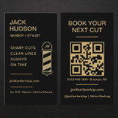 Barbershop QR Code Black Gold Barber Haircut  名刺