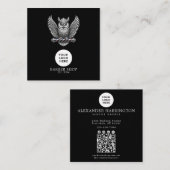 Barbershop Silver Owl Professional Logo Qr Code スクエア名刺 (正面/裏面)