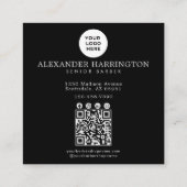 Barbershop Silver Owl Professional Logo Qr Code スクエア名刺 (裏面)