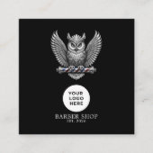 Barbershop Silver Owl Professional Logo Qr Code スクエア名刺 (正面)