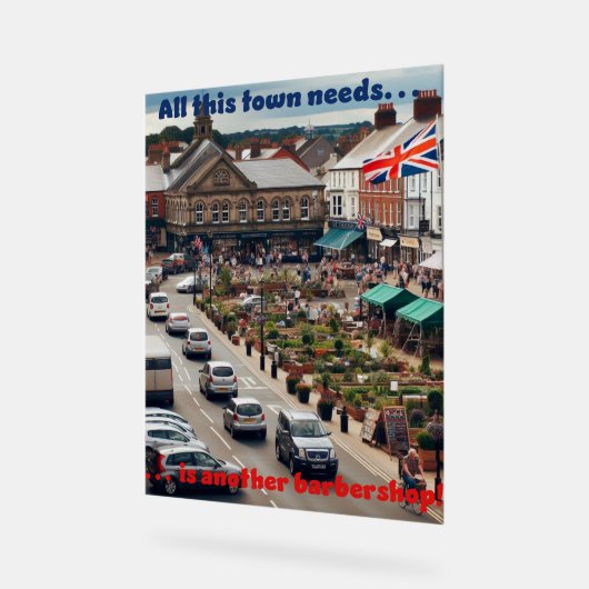 Barbershop Town アクリルサイン (傾斜)