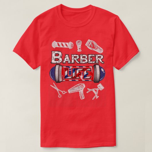 Barberx27sポール理容師ヘアスタイリストヘアクリスマス Tシャツ (デザイン正面)