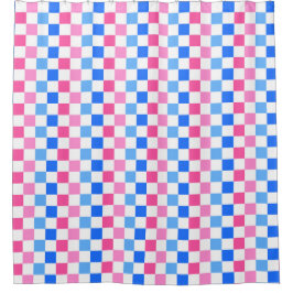 Barbie goes to the ocean checkerboard pattern シャワーカーテン