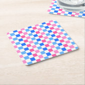 Barbie goes to the ocean checkerboard pattern スクエアペーパーコースター (アングル)