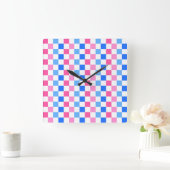 Barbie goes to the ocean checkerboard pattern スクエア壁時計 (ホーム)