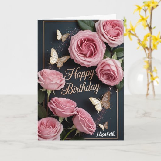 Barbie pink roses flowers カード (黄色い花)