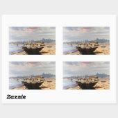 Barca en la playa/Boat on the beach 長方形シール (シート)