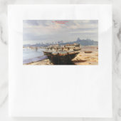Barca en la playa/Boat on the beach 長方形シール (バッグ)