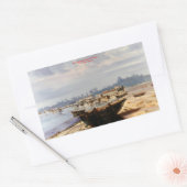 Barca en la playa/Boat on the beach 長方形シール (封筒)