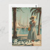 Barcelona 50s vintage travel ポストカード (正面/裏面)