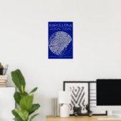 Barcelona Blueprint City Map Poster – Minimal Wall ポスター (ホームオフィス)