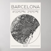 Barcelona Charcoal City Map Poster Minimal Europe ポスター (正面)