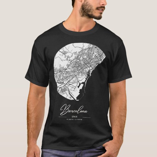 Barcelona City Map Tシャツ (正面)