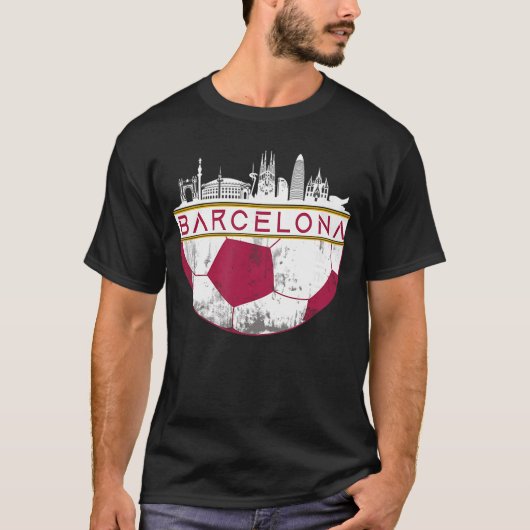 Barcelona City Skyline Soccer Sports Fans Cool gir Tシャツ (正面)