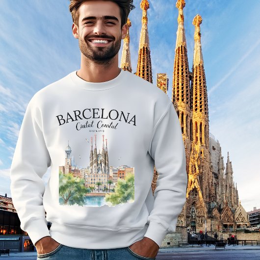 Barcelona Landscape – Iconic Cathedral & City  スウェットシャツ