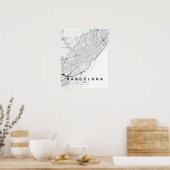 Barcelona Minimalist Map (Black & White) ポスター (キッチン)