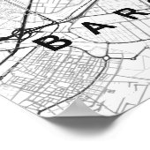 Barcelona Minimalist Map (Black & White) ポスター (角)