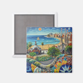 Barcelona, Park Guell, Sagrada Familia, Imán, Souv マグネット (正面/裏面)