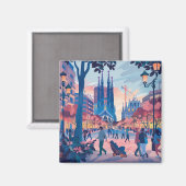 Barcelona, Park Guell, Sagrada Familia, Souvenir マグネット (正面/裏面)