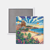 Barcelona, Park Guell, Sagrada Familia, Souvenir マグネット (正面/裏面)