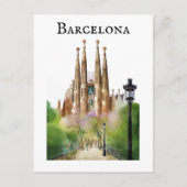 Barcelona Sagrada Família Painting ポストカード (正面)