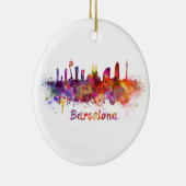 Barcelona skyline in watercolor セラミックオーナメント (右)