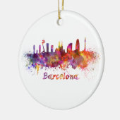 Barcelona skyline in watercolor セラミックオーナメント (左)