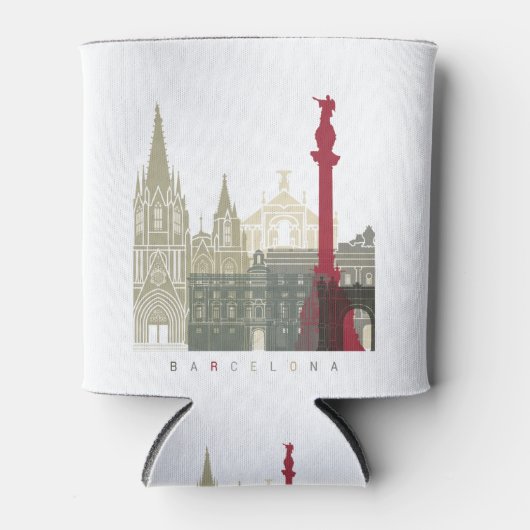 Barcelona skyline poster 缶クーラー (正面)