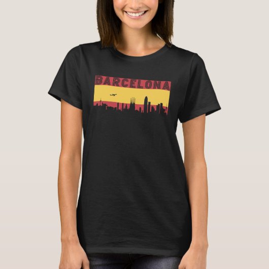 Barcelona Skyline Spain Vacation Travel Tシャツ (正面)