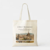 Barcelona Skyline Watercolor Girls Weekend トートバッグ (裏面)