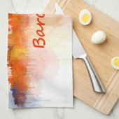 Barcelona Skyline watercolor v04 キッチンタオル (四つ折り)