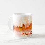 Barcelona Skyline watercolor v04 コーヒーマグカップ (正面左)