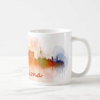 Barcelona Skyline watercolor v04 コーヒーマグカップ
