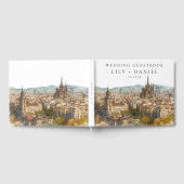 Barcelona Skyline Watercolor Wedding ゲストブック (全面)
