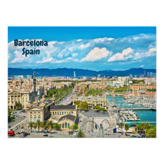 Barcelona, Spain Beautiful City View   ポスター