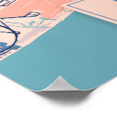 Barcelona - Spain Breezy City Map  ポスター (角)