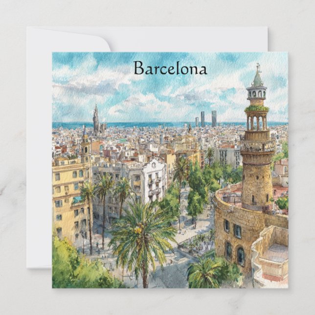 Barcelona Spain Catalonia City VIew Oil Paint (正面)